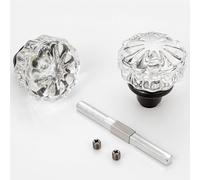 ToPToToo Glass Door Knobs Interior, Old Style Door Knob Replacement, Vintage Crystal Door Knobs, Antique Mortise Door Knobs, Matte Black Finish