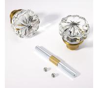 ToPToToo Glass Interior Door Knobs - Old Style Replacement, Vintage Crystal, Antique Mortise With Antique Brass Finish
