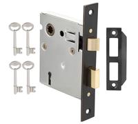 Toptotoo Mortise Lock Set Interior Door, Old Door Lock Replacement Parts, Antique Vintage Door Lock Hardware, Skeleton Keys and Reversible Latch, Mortise Lock Kit, Oil Rubbed Bronze Finish