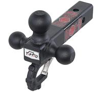 TOPTOW 64011 Trailer Receiver Hitch Tri Ball Mount with Beast Hook Black Balls Fits for 2 inch Receiver