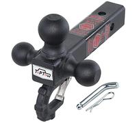 TOPTOW 64011HP Trailer Receiver Hitch Tri Ball Mount and Beast Hook Black Balls Fits for 2 inch Receiver with Hitch Pin