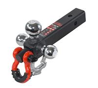 TOPTOW Recovery Shackle Ball Hitch Mount w/Chrome Triple Tow Ball, 2-in Shank, Multi Fit for 2 inch Trailer Hitch Receiver Box