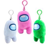 Toptoys2u Bargain Bundles Among-Us Super Soft Gift Quality 10cm Plush Toy Bag Clips - Pack of 3 White, Pink, & Green Crewmates