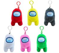 Toptoys2u Bargain Bundles Among Us Super Soft Gift Quality 10cm Plush Toy Bag Clips - Pack of All 6 Crewmates