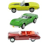 Toptoys2u Bargain Bundles New-Ray Toys 1:43 Scale Diecast All American City Cruiser Collection Set of 3-1969 Stingray Convertible Green, 1967 Corvete Yellow & 1949 Cabriolet Red - Set 5