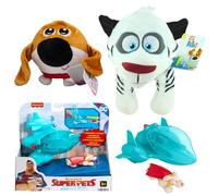 Toptoys2u Bargain Bundles Secret-Life of Pets Soft Plush Toys & League of Super-Pets Playset 3-Piece Bundle - Set 5 - Hu 25cm Plush, Tiny 15cm Slo Foam Plush, & Super Launch Krypto Playset