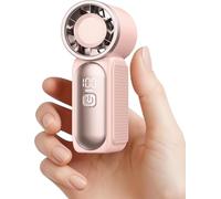 TopTrend1 Portable Handheld Mini Micro Pocket Sized Fan, 6 Speeds, High Velocity 16900 RPM For Powerful Cooling, LED Display Personal Fan, USB Rechargeable, Summer Heatwave Essential (Pink)
