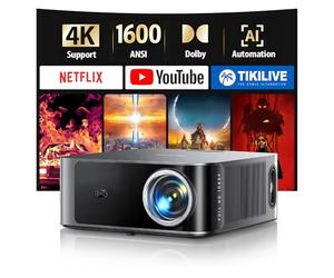 TOPTRO X9 4K Smart Home Projector, 1600 ANSI High Brightness, Compatible with Netflix, 2 * 18W Surroun Dolby Audio, ARC, FHD 1080P HDR10, Auto Focus, Keystone, WiFi 6 Bluetooth Home Cinema Projector