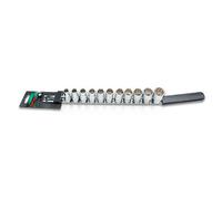 Toptul 1/2 Inch Drive 12-Point Socket Rail Set Metric 11Pc 10-22mm Gaaq1102