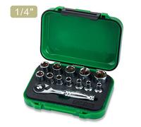 Toptul 13 Piece 1/4 Inch Drive Mini Ratchet Socket Set 4 13 mm Robust Gabw1301