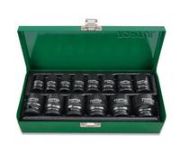 Toptul 14 Piece 1/2 Inch Drive Flank Impact Socket Set Black Phosphate Finished