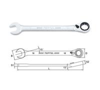 Toptul 18mm Ratchet Spanner Combination Wrench Flexible Open End Ring Abaf1818