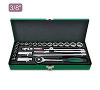 Toptul 26 Piece 3/8 Inch Drive 6 Point Socket Set Depth Rail Case Gcad2609