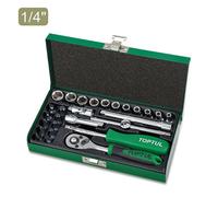Toptul 27 Piece 1/4 Inch Drive 6 Point Socket And Accessory Set Robust Gcad2701