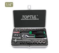 Toptul 29 Piece 1/4 Inch Drive 6 Point Socket Set Metric & Sae Robust Gcad2901