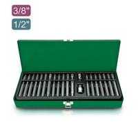 Toptul 3/8 Inch & 1/2 Inch Drive 40 Pc Bit Set Spline Hex Torx Metal Case Gaad4002