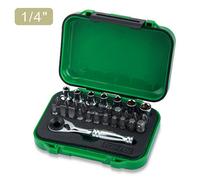 Toptul 30 Piece 1/4 Inch Drive Mini Bit Socket And Ratchet Set Metric Gabw3001
