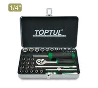 Toptul 31 Piece 1/4 Inch Drive 6 Point Socket & Accessory Set Robust Gcad3102