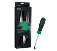 Toptul 4 Pc Phillips Super-Grip Screwdriver Set Ph0-Ph3 Anti-Slip Gaae0401
