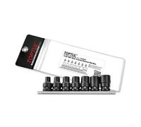 Toptul 7 Piece 1/2 Inch Drive Star Impact Socket Rail Set Black Phosphate Finished