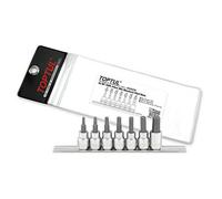 Toptul 7 Piece 3/8 Inch Drive Hex Bit Socket Rail Set Sae Satin Chrome Gbag0702