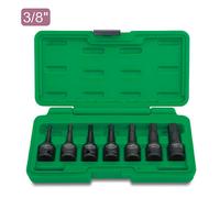 Toptul 7Pcs 3/8 Inch Drive Hex Bit Impact Socket Set Black Phosphate Gdai0704