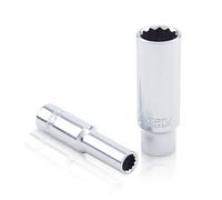 Toptul 9mm 12Pt Deep Standard Socket Bit 1/4 Inch Square Drive Head Knurled Baef0809