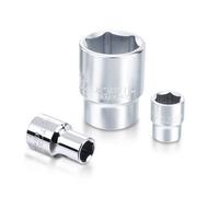 Toptul 9mm 6Pt Short Socket Bit 3/8 Inch Square Drive Chrome Head Knurled Baea1209