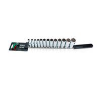 Toptul Deep Socket Rail Set 13Pc 3/8 Inch Drive 12-Point Metric 7-21mm Gaaq1313