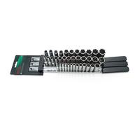 Toptul Deep Socket Rail Set 37 Pc 1/4 Inch, 3/8 Inch, 1/2 Inch Drive 6-Point Metric Gaaq3703