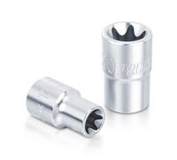 Toptul E16 Star Socket Bit 1/2 Inch Square Drive Satin Chrome Head Knurled Baed1616