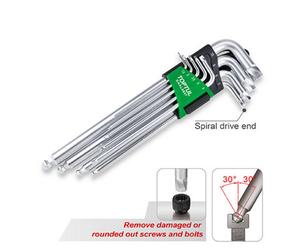Toptul Extra-Long Ball Point Hex Key Wrench Set 9Pc Metric 1.5-10mm Gaal0927