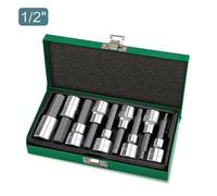 Toptul Long Hex Bit Socket Set 1/2 Inch Drive 9 Pc Chrome Vanadium 4-17 mm Gaad0905