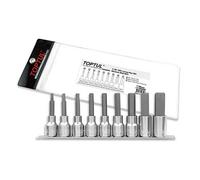 Toptul Long Hex Bit Socket Set 9Pc 1/2 Inch Drive Sizes 4 17mm Chrome Gaag0902