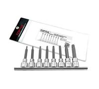 Toptul Long Pentacle Bit Socket Set 8Pc 1/2 Inch Drive T20 T55 Satin Finish Gaag0807