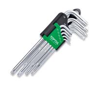 Toptul Professional 9 Piece Long Tamper Torx Key Wrench Set Torx T10 - T50
