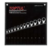 Toptul Ratchet Combination Wrench Set 12 Pieces Metric Satin Chrome Gpaq1202