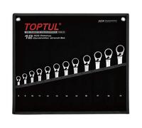 Toptul Reversible Ratchet Combination Wrench Set 12 Pieces Satin Chrome Gpaq1203