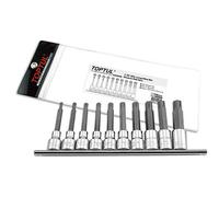 Toptul Ribe Bit Socket Set 10Pc 1/2 Inch Drive Long M5-M16 Chrome Vanadium Gaag1003