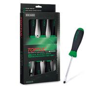 Toptul Screwdriver Set 6 Pc Slotted & Pozidriv 3.0-6.5 mm Pz1-Pz2 Gaae0604