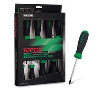 Toptul Screwdriver Set 8Pc Slotted & Phillips Anti-Slip 3.5-8mm Ph0-Ph2 Gaae0807