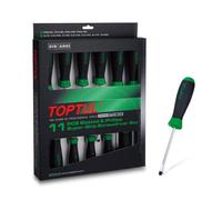 Toptul Slotted & Phillips Screwdriver Set 11Pc Sizes 3-75 To 10-200mm Gaae1101