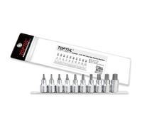 Toptul Star Bit Socket Set 10Pc 1/2 Inch Drive Torx T20 T70 Satin Chrome Gaag1006