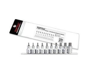 Toptul Star Bit Socket Set 10Pc 1/2 Inch Drive Torx T20 T70 Satin Chrome Gaag1006