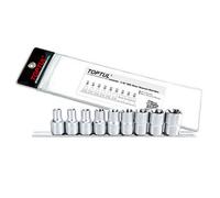 Toptul Star Socket Set 9Pc 1/2 Inch Drive E-Profile Chrome Vanadium Steel Gaag0901