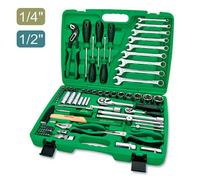 Toptul Tool Kit 1/4 Inch & 1/2 Inch Drive 80 Pieces Metric Robust Tools Gcai8002