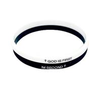Topty God Is First I Am Second Bracelet for Women Men God Bracelet Inspirational Bible Verses Bracelet Religious Motivational Wristbands Bracelets Gifts for Men Women Funny Rubber Jewelry, M, Rubber