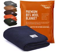 topuhair Woolly Mammoth Woolen Company Explorer Collection Wool Blanket 66" x 90" Navy Blue
