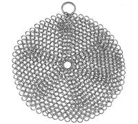 TOPULORS 316 Stainless Steel Cast Iron Skillet Cleaner Scraper Chain Link Chainmail Scrubber for Pre-Seasoned Griddle Pans, Griddles, BBQ Grills and More Cookware - Round 7 in Diameter