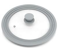 TOPULORS Universal Lid for Pots, Pans & Skillets | Sturdy & Durable Tempered Glass with Silicone Rim | Fits All 24/26/28 cm Cookware | Replacement Lid - Grey